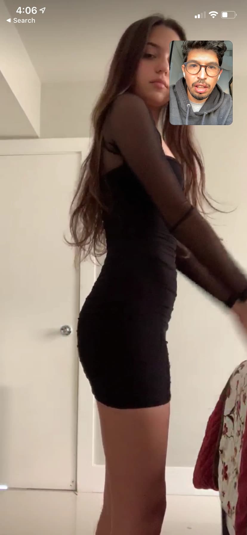 Model during a casting-from-home video call.